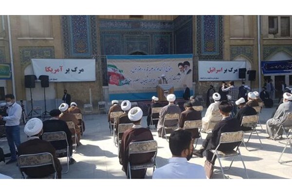 تجمع طلاب و روحانیون در محکومیت جنایات تروریستی و حمایت از مردم افغانستان در فیضیه آغاز شد